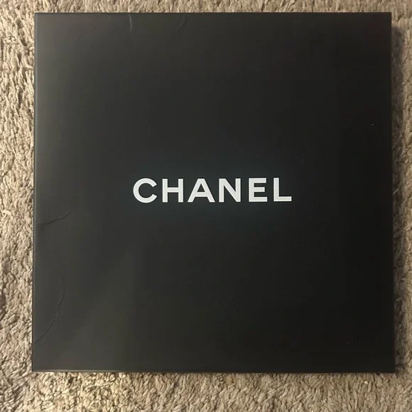 Authentic Chanel Navy Blue Silk Scarf with Star Pattern